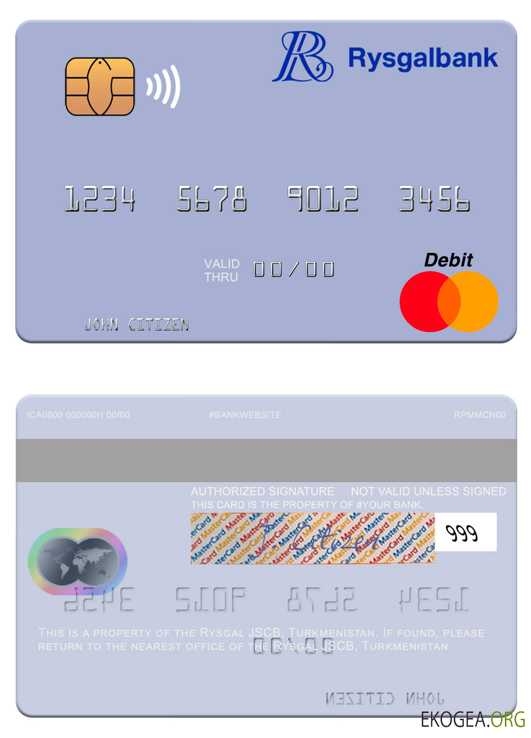 Turkménistan Rysgal JSCB mastercard